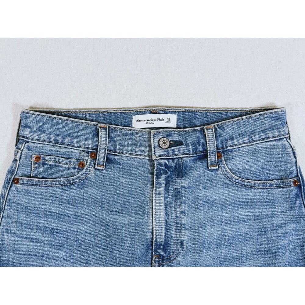 Abercrombie & Fitch Mid Rise Denim Mini Skirt Size 25 Blue Y2K Summer Festival - Picture 4 of 7